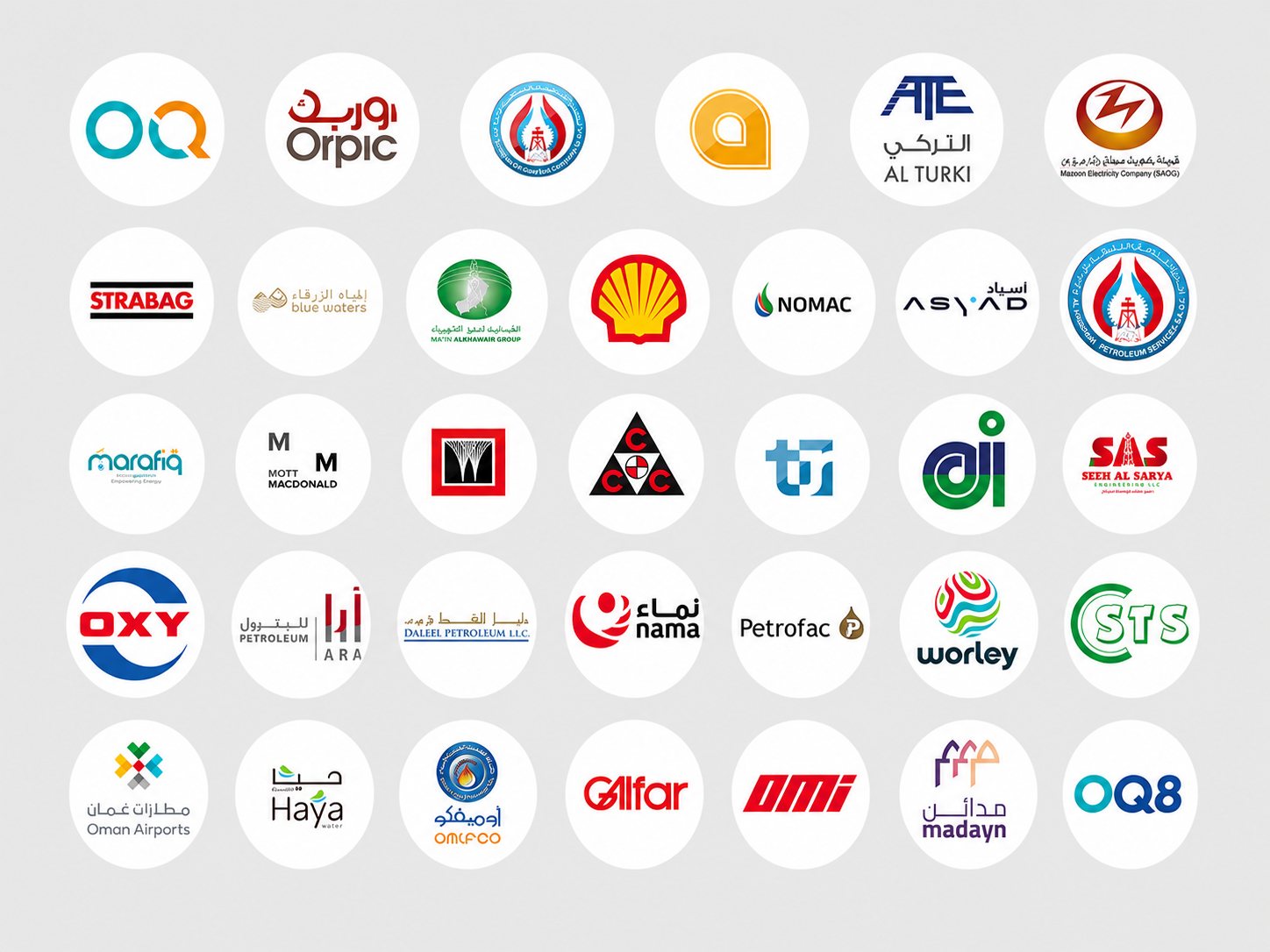Logos of client organisations served by Rock International Group